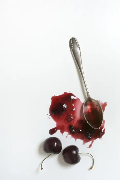 Framed Print : Cherry Jam Print with Spoon and Cherries Framed Print : Cherry Jam Print with Spoon and Cherries