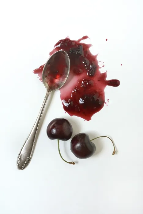 Framed Print : Cherry Jam Print with Spoon and Cherries Framed Print : Cherry Jam Print with Spoon and Cherries