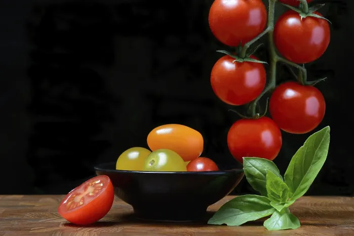 Framed Print : Cherry Tomatoes on the Stem and in Skin Print Framed Print : Cherry Tomatoes on the Stem and in Skin Print