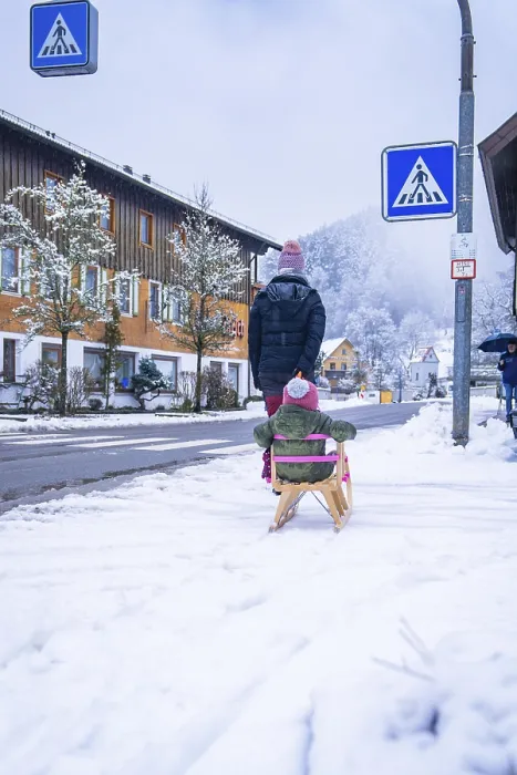 Framed Print : Child on a Sledge Print, Enzklsterle, Black Forest, Germany Framed Print : Child on a Sledge Print, Enzklsterle, Black Forest, Germany