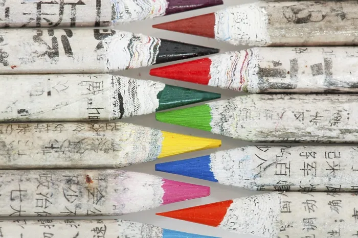Framed Print : Chinese Color Pencils Print - Sharpened and in Pattern Framed Print : Chinese Color Pencils Print - Sharpened and in Pattern