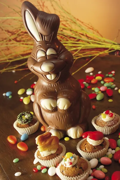 Framed Print : Chocolate Easter Bunny and Muffins Print Framed Print : Chocolate Easter Bunny and Muffins Print