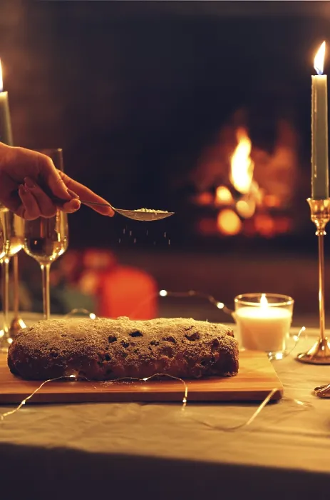 Framed Print : Christmas Dinner Print: Festive Stollen Scene Framed Print : Christmas Dinner Print: Festive Stollen Scene