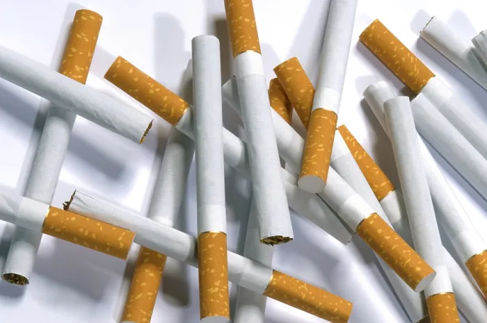 Framed Print : Few Cigarettes on White Background Print