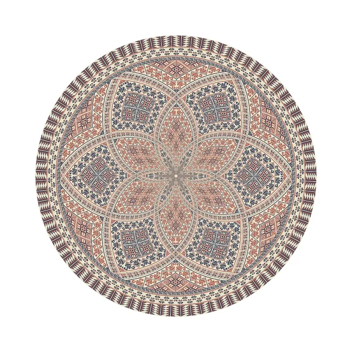 Framed Print : Traditional Palestinian Print - Circular Pattern Design