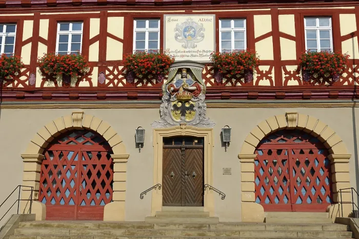 Framed Print : City Hall Print in Framework Construction, Bad Staffelstein, Germany Framed Print : City Hall Print in Framework Construction, Bad Staffelstein, Germany
