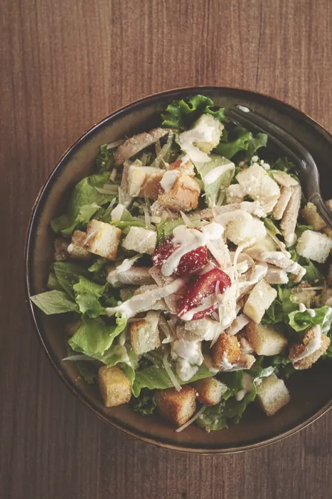 Framed Print : Classic Caesar Salad Print - Close-up in Natural Light Framed Print : Classic Caesar Salad Print - Close-up in Natural Light
