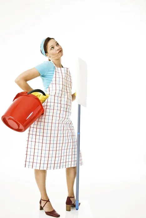 Framed Print : Cleaning Lady at Work Print