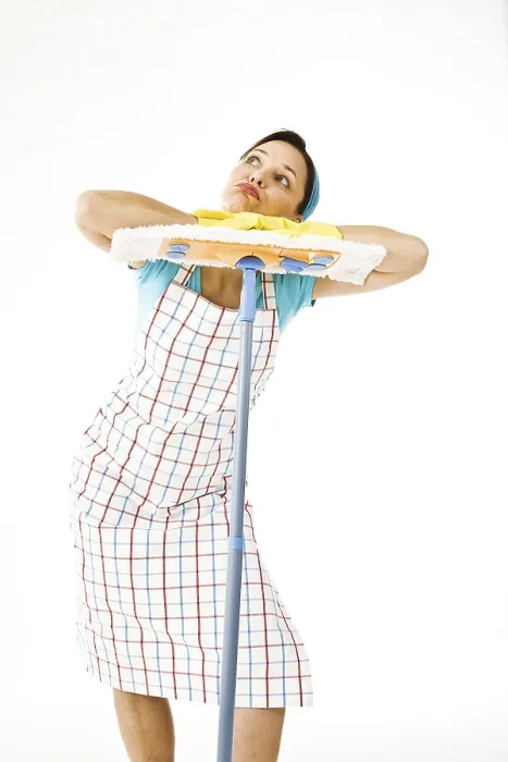 Framed Print : Cleaning Lady at Work Print