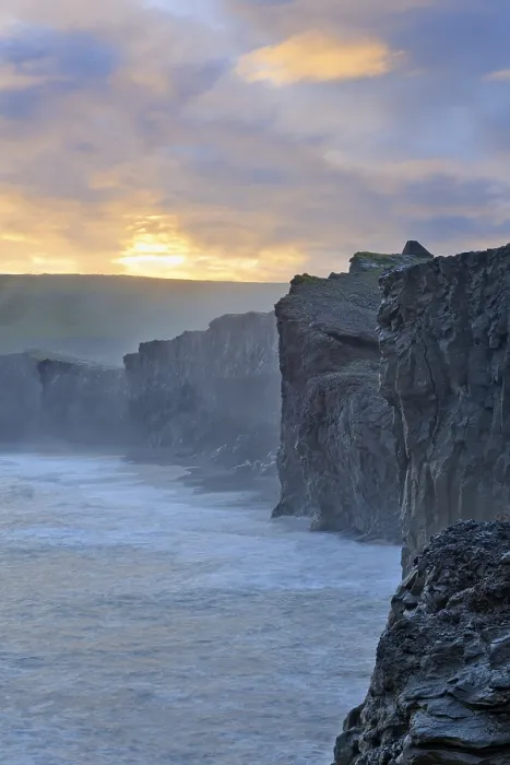 Framed Print : Dyrholaey Cliffs Evening Light Print, Iceland Framed Print : Dyrholaey Cliffs Evening Light Print, Iceland