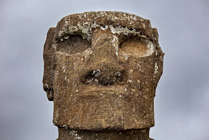 Framed Print : Close-up of a Moai Print, Easter Island Statue Framed Print : Close-up of a Moai Print, Easter Island Statue