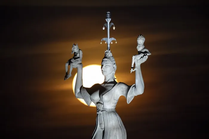 Framed Print : Moonlit Close-up Print of Imperia Statue, Constance Harbor Framed Print : Moonlit Close-up Print of Imperia Statue, Constance Harbor