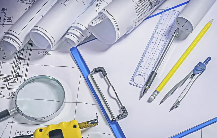 Framed Print : Close-up View of Architect Tools Print Framed Print : Close-up View of Architect Tools Print