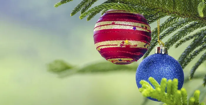 Framed Print : Close-up Print of Christmas Balls on Pine Tree
