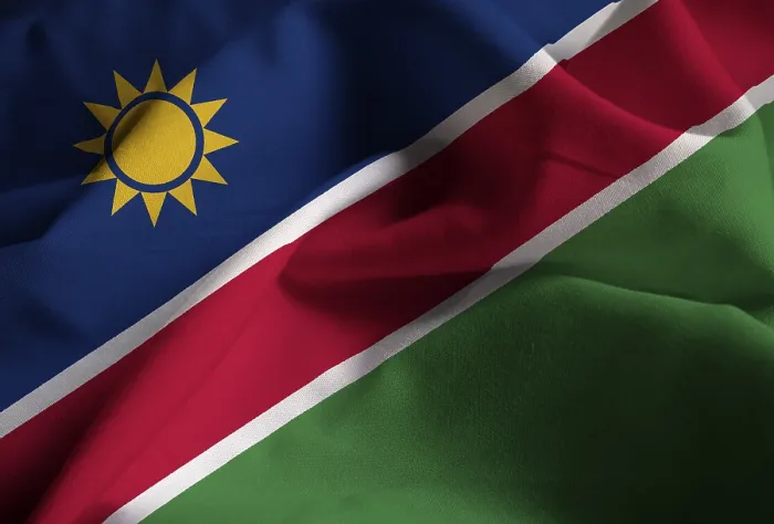 Framed Print : Closeup of Ruffled Namibia Flag Print Framed Print : Closeup of Ruffled Namibia Flag Print