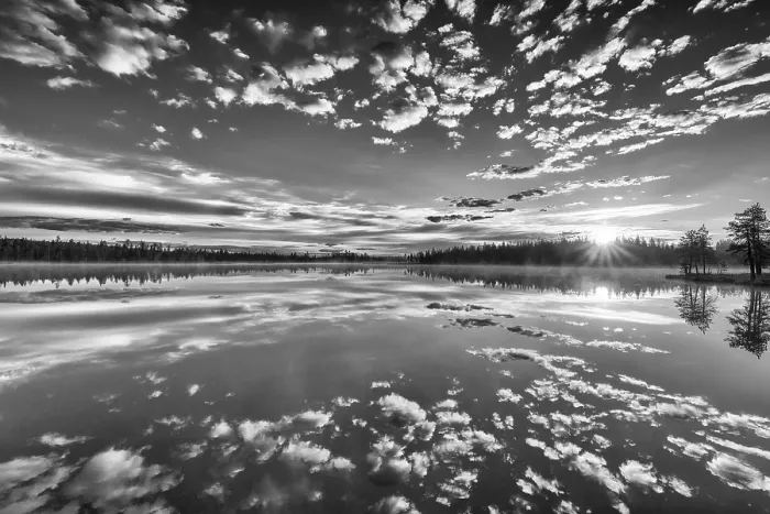 Framed Print : Cloud Reflection Print, Norrbotten Lake Sweden Framed Print : Cloud Reflection Print, Norrbotten Lake Sweden