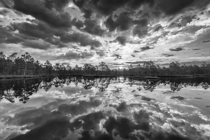 Framed Print : Cloud Reflection Print, Knuthojdsmossen Nature Reserve, Sweden