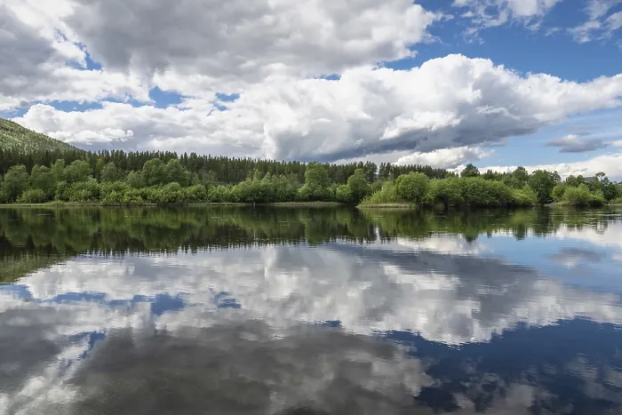 Framed Print : Cloud Reflection Print, River Glomma, Alvdal, Norway Framed Print : Cloud Reflection Print, River Glomma, Alvdal, Norway