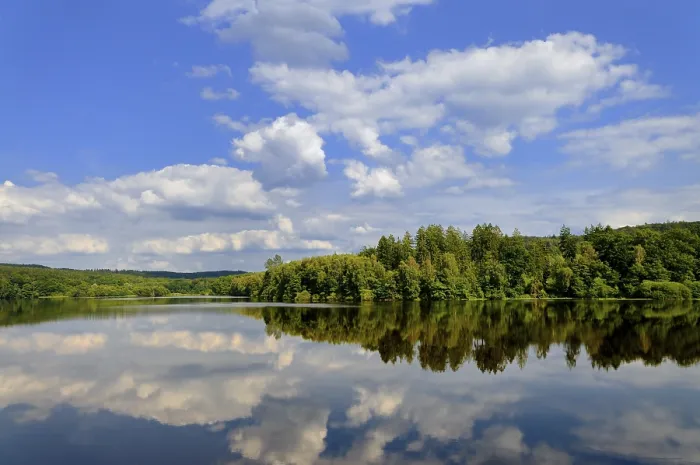 Framed Print : Clouds reflected in Mohnesee, North Rhine-Westphalia, Germany Print Framed Print : Clouds reflected in Mohnesee, North Rhine-Westphalia, Germany Print