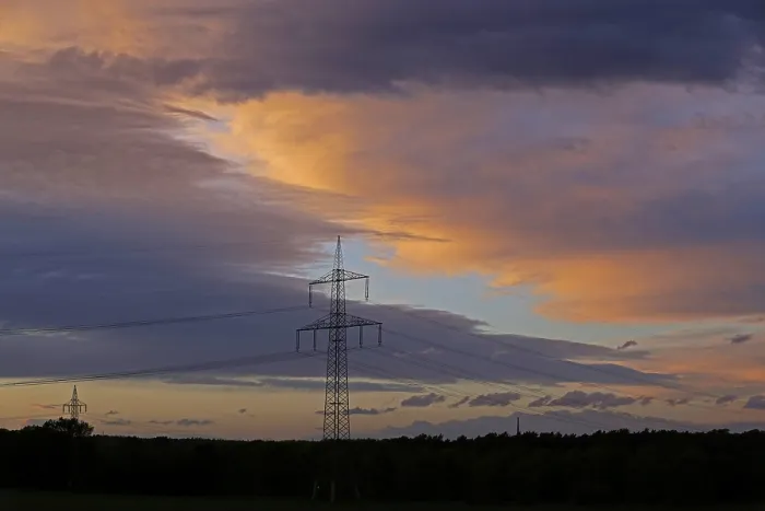 Framed Print : Clouds, Sunset and High-Voltage Pole Print, Melbeck, Germany Framed Print : Clouds, Sunset and High-Voltage Pole Print, Melbeck, Germany