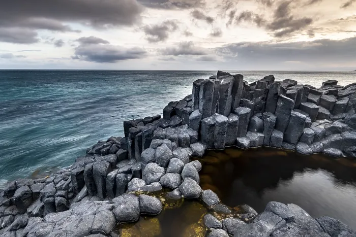 Framed Print : Coastal Basalt Cliffs Print, Blackhead, New Zealand Framed Print : Coastal Basalt Cliffs Print, Blackhead, New Zealand