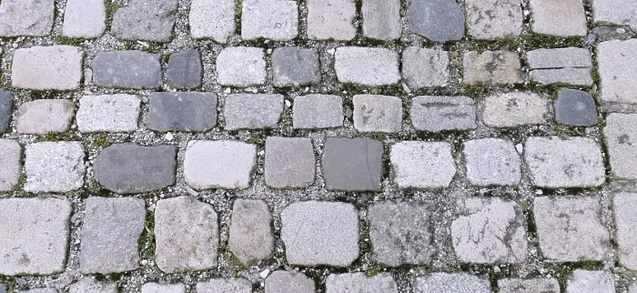 Framed Print : Cobblestones with moss in the intermediate joints Print