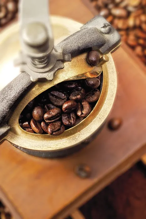 Framed Print : Coffee Mill Print with Coffee Beans Framed Print : Coffee Mill Print with Coffee Beans