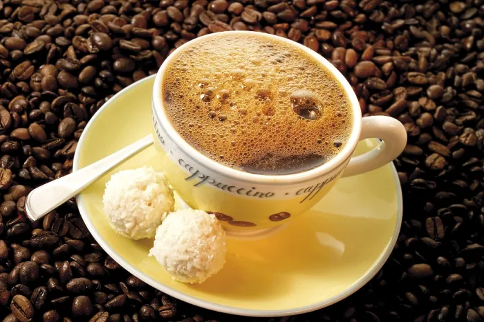Framed Print : Coffee Cup and Coffee Beans Print