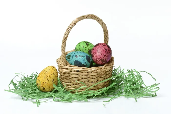 Framed Print : Coloured Quail Eggs in Baskets Print, Easter Germany Framed Print : Coloured Quail Eggs in Baskets Print, Easter Germany