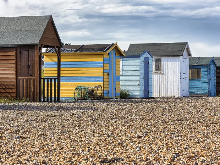 Framed Print : Colourful Beach Huts Print, Kingstown Beach, Dover, Kent Framed Print : Colourful Beach Huts Print, Kingstown Beach, Dover, Kent