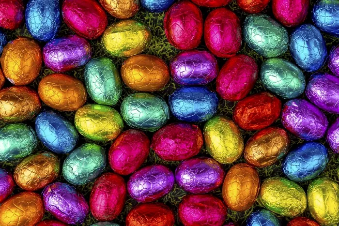 Framed Print : Colourful Easter Candy Print on Grass Framed Print : Colourful Easter Candy Print on Grass