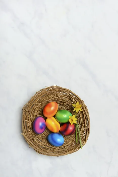 Framed Print : Colourful Easter Eggs in Nest Print