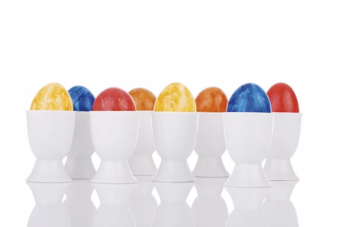 Framed Print : Colourful Easter Eggs in Eggcups Print Framed Print : Colourful Easter Eggs in Eggcups Print