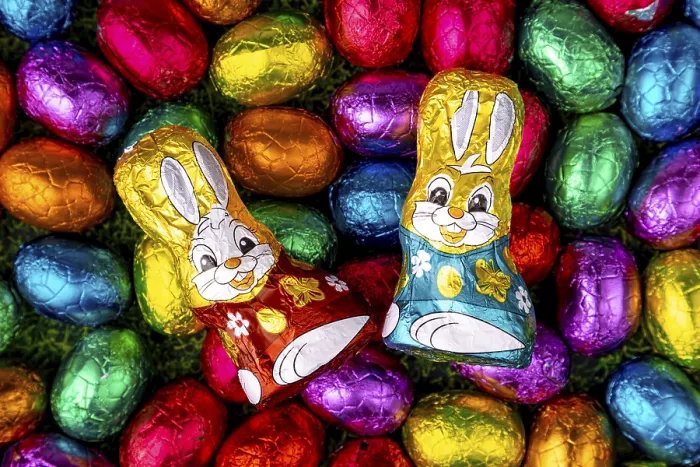 Framed Print : Colourful Easter Sweets Print on Grass Framed Print : Colourful Easter Sweets Print on Grass