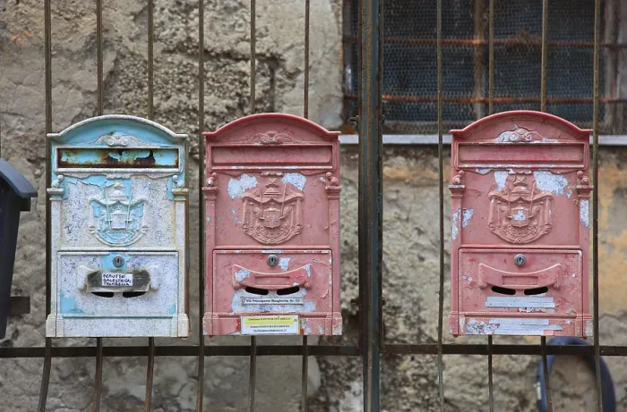 Framed Print : Colourful Old Mailboxes Print, Procida Island, Italy Framed Print : Colourful Old Mailboxes Print, Procida Island, Italy