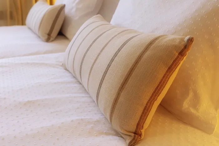 Framed Print : Comfortable Decorative Pillows Bed Print Framed Print : Comfortable Decorative Pillows Bed Print
