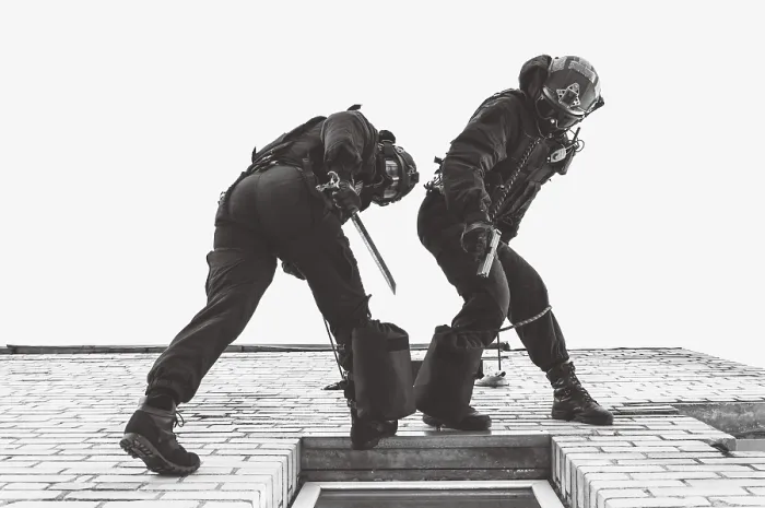 Framed Print : Two Commandos Train at the Base Print Framed Print : Two Commandos Train at the Base Print
