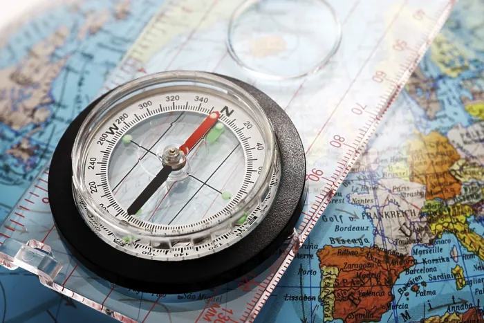 Framed Print : Compass on Globe Print Framed Print : Compass on Globe Print