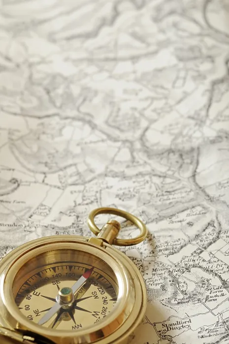 Framed Print : Compass and Map Print Framed Print : Compass and Map Print