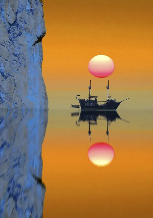 Framed Print : Composing: Ship with Sun Print Framed Print : Composing: Ship with Sun Print