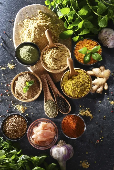 Framed Print : Composition with Assortment of Spices and Herbs Print Framed Print : Composition with Assortment of Spices and Herbs Print