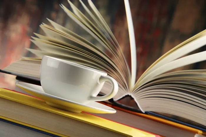 Framed Print : Composition with Books and Cup of Coffee Print Framed Print : Composition with Books and Cup of Coffee Print
