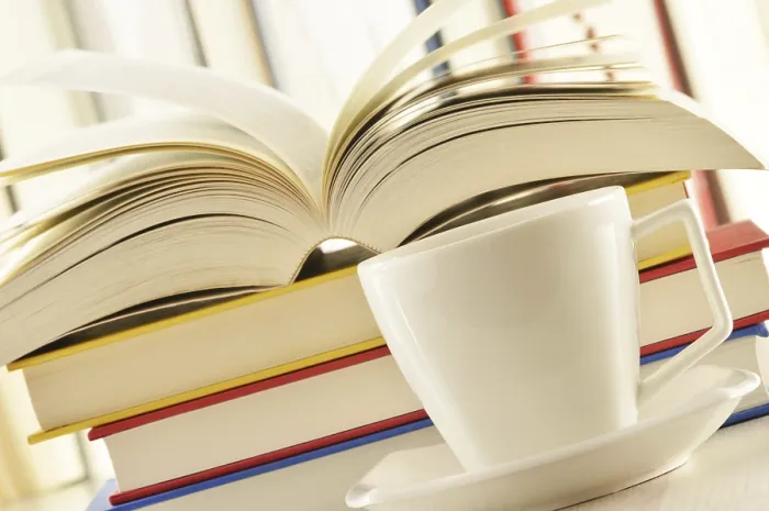 Framed Print : Composition with Stack of Books and Cup of Coffee Print Framed Print : Composition with Stack of Books and Cup of Coffee Print