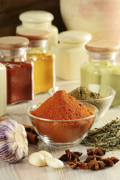 Framed Print : Composition with variety of spices on kitchen table Print Framed Print : Composition with variety of spices on kitchen table Print