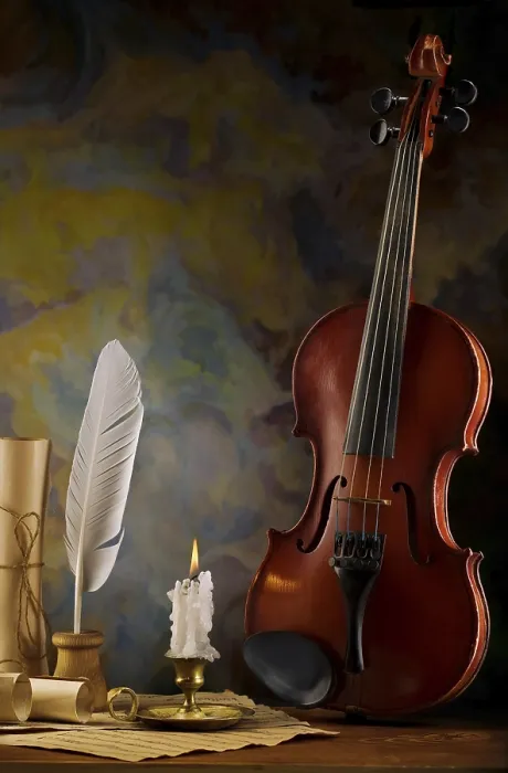 Framed Print : Composition of Violin and Antique Items Print Framed Print : Composition of Violin and Antique Items Print