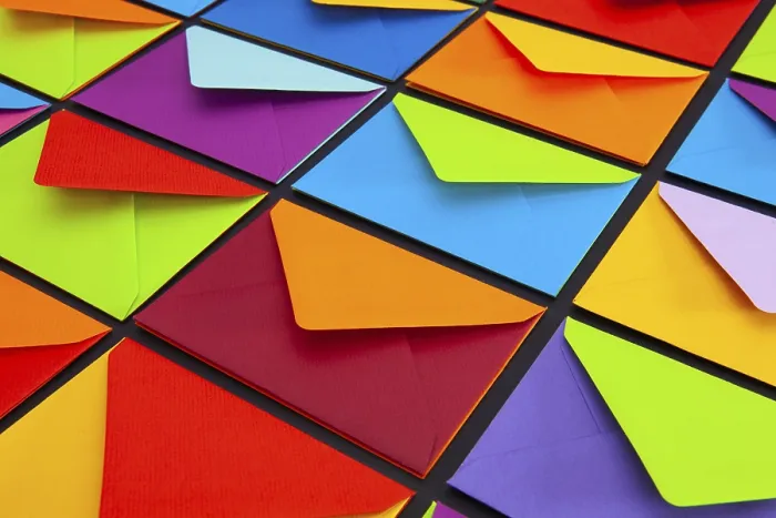 Framed Print : Composition with White and Colored Envelopes Print