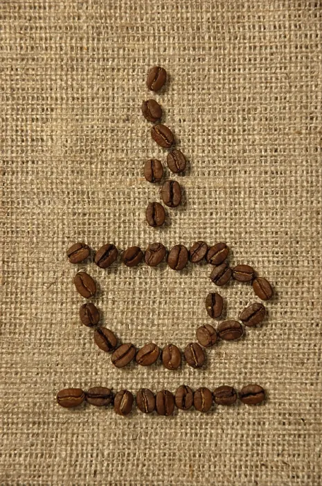 Framed Print : Coffee Bean Pattern Print on Sacking Background