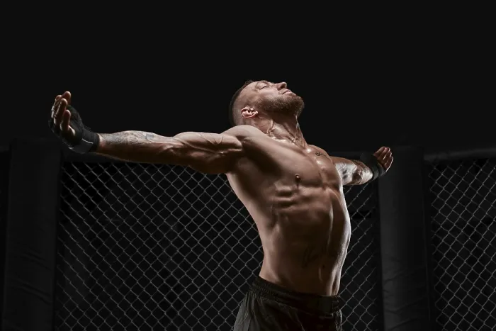 Framed Print : Kickboxer in the Octagon MMA Training Print Framed Print : Kickboxer in the Octagon MMA Training Print