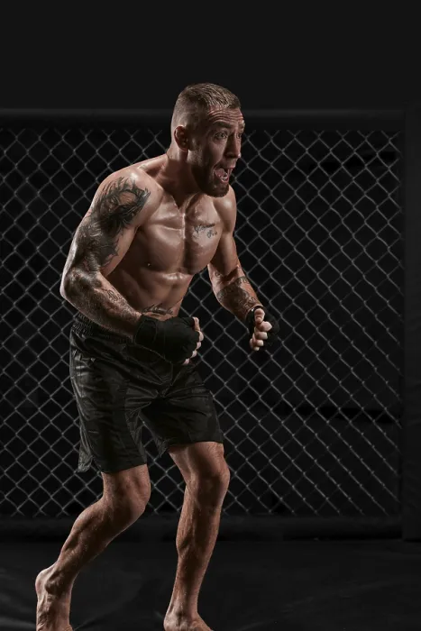 Framed Print : Kickboxer in the Octagon MMA Training Print Framed Print : Kickboxer in the Octagon MMA Training Print