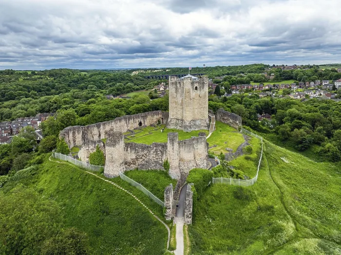 Framed Print : Conisbrough Castle Drone Print, South Yorkshire, England
